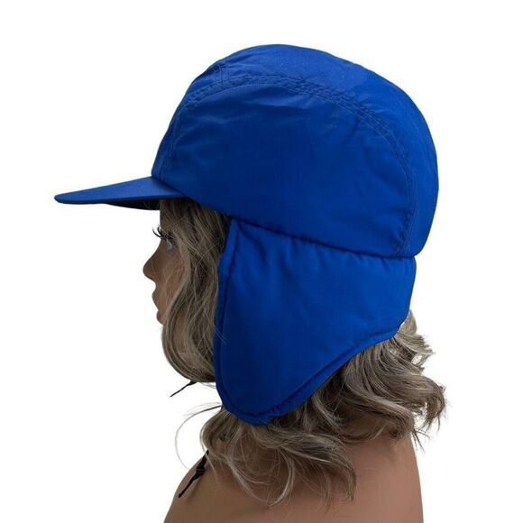 Vintage Columbia Sportswear Ear Flap Trapper Hat Men's Medium Blue Lined Winter - Picture 5 of 10